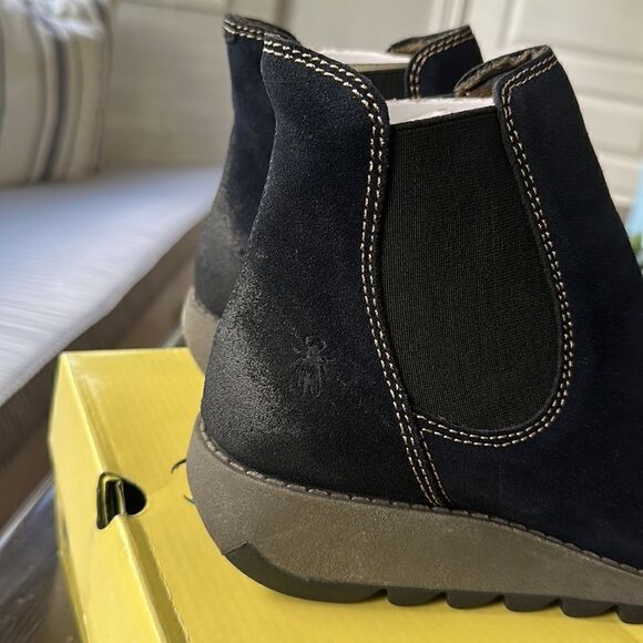 FLY LONDON WOMEN’S SALV BOOTS OIL SUEDE NAVY SIZE 42 NEW IN BOX - Picture 11 of 12